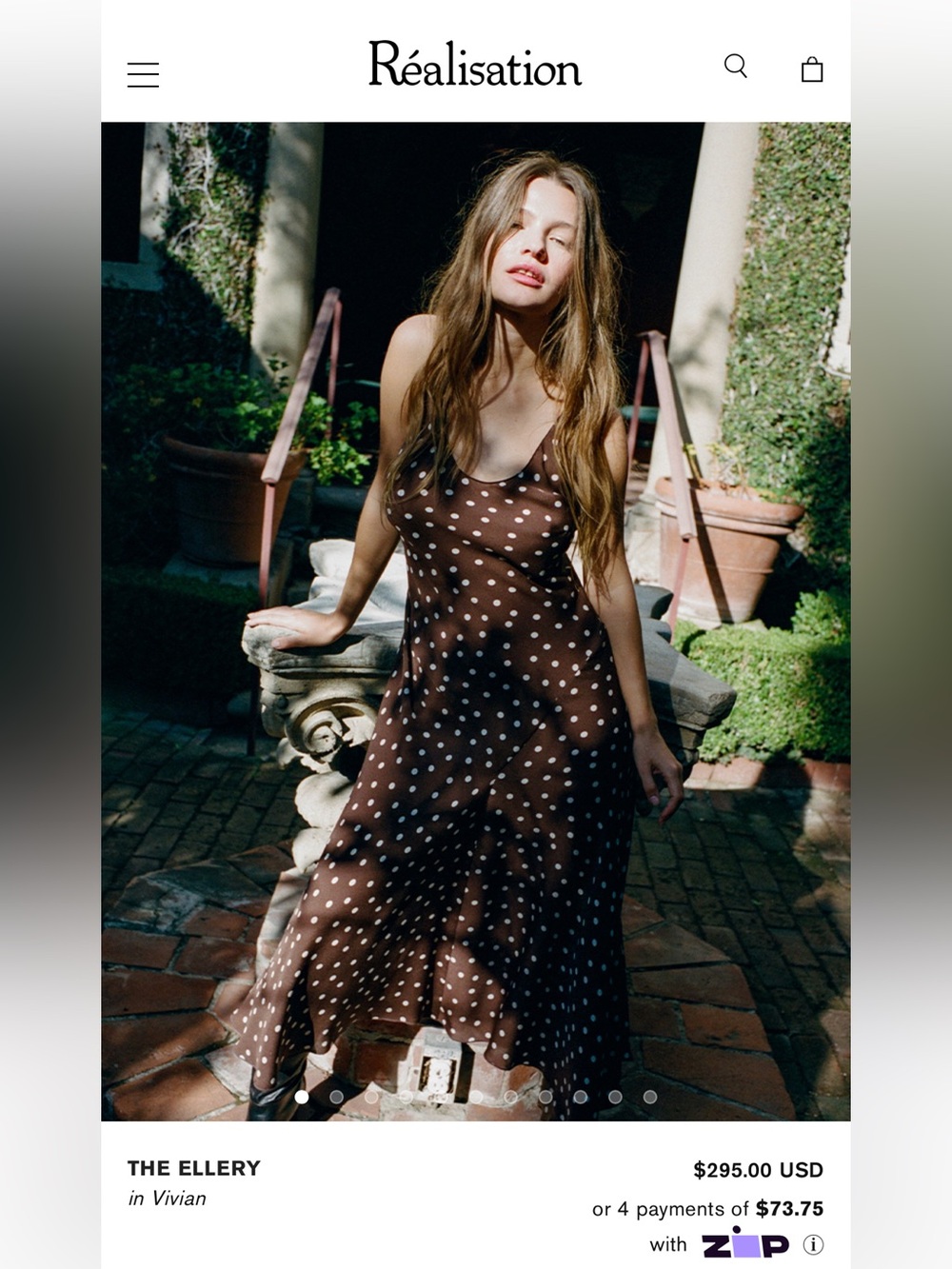 Réalisation Par silk Brown Polka Dot Midi Dress - Picture 3 of 9